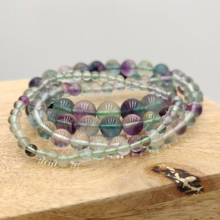 Fluorite multicolore - Bracelet de perles rondes