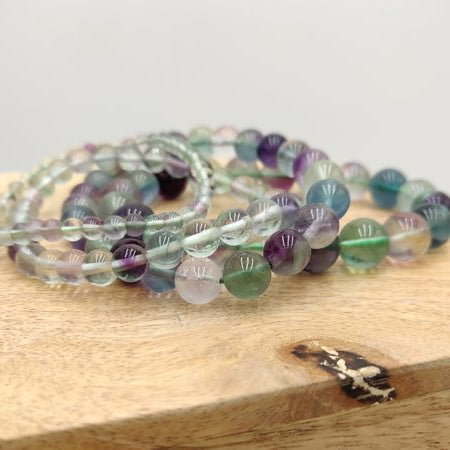 Fluorite multicolore - Bracelet de perles rondes