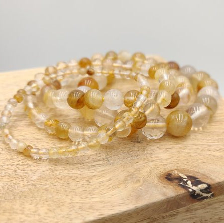 Quartz hématoïde jaune - Bracelet de perles rondes