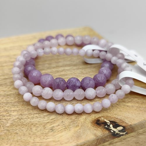 Kunzite - Bracelet de perles rondes