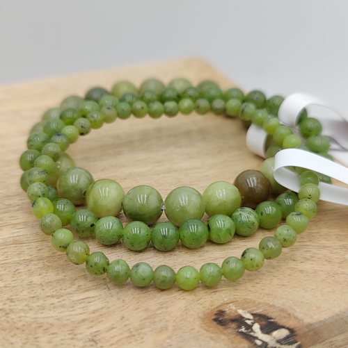 Jade vert néphrite - Bracelet de perles rondes