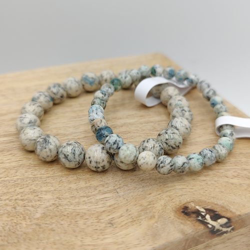 Jaspe K2 azurite - Bracelet de perles rondes