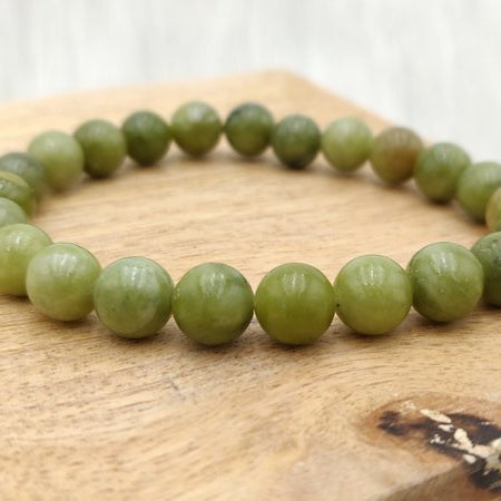 Jade vert néphrite - Bracelet de perles rondes