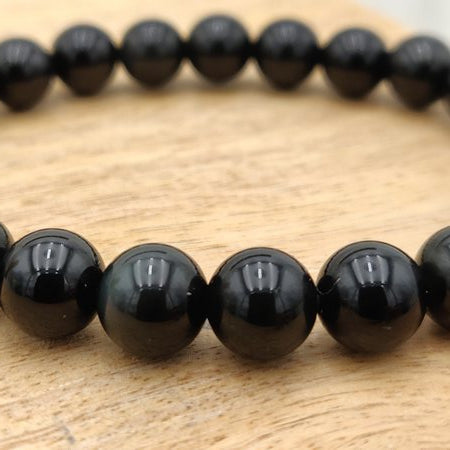Obsidienne œil céleste - Bracelet de perles rondes