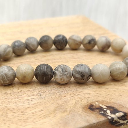 Corail fossilisé - Bracelet de perles rondes