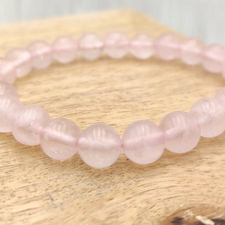 Quartz rose - Bracelet de perles rondes