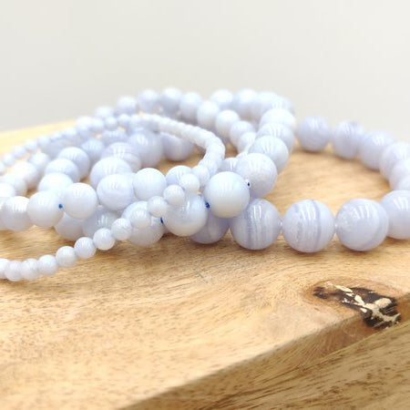 Calcédoine bleue - Bracelet de perles rondes