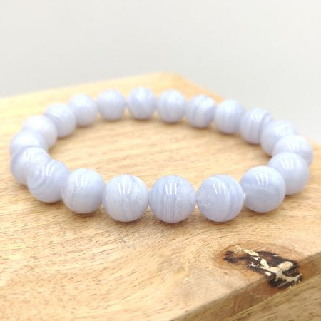 Calcédoine bleue - Bracelet de perles rondes