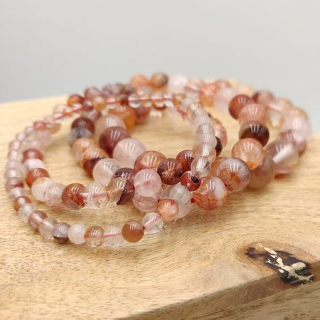 Quartz hématoïde rouge - Bracelet de perles rondes