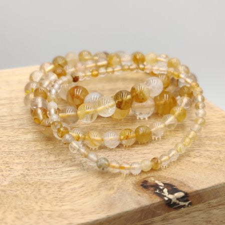 Quartz hématoïde jaune - Bracelet de perles rondes