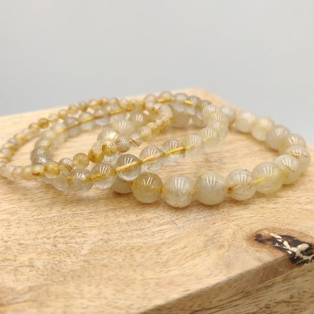 Quartz rutile - Bracelet de perles rondes