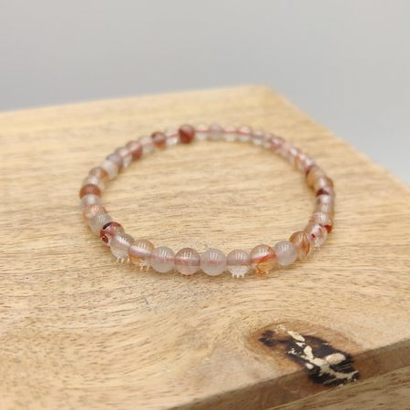 Quartz hématoïde rouge - Bracelet de perles rondes