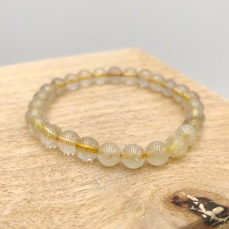 Quartz rutile - Bracelet de perles rondes