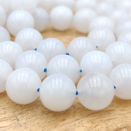 Calcédoine bleue - Fil de perles rondes