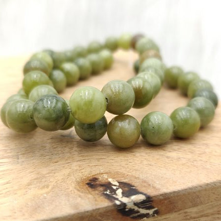 Jade vert néphrite - Fil de perles rondes