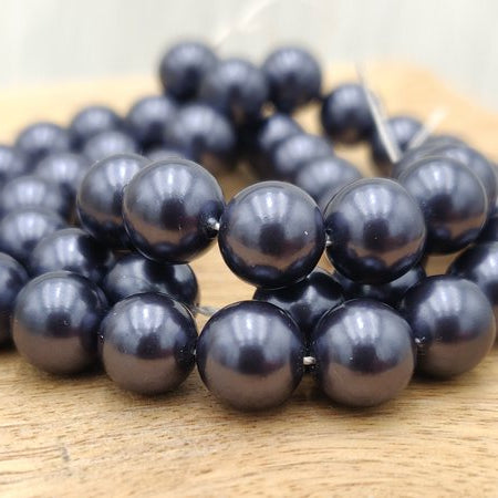 Perle d'eau douce noire - Fil de perles rondes