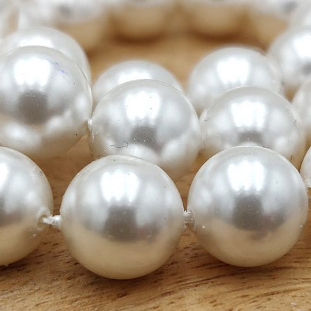Perle d'eau douce blanche - Fil de perles rondes