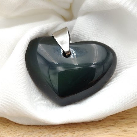 Obsidienne œil céleste - Pendentif cœur